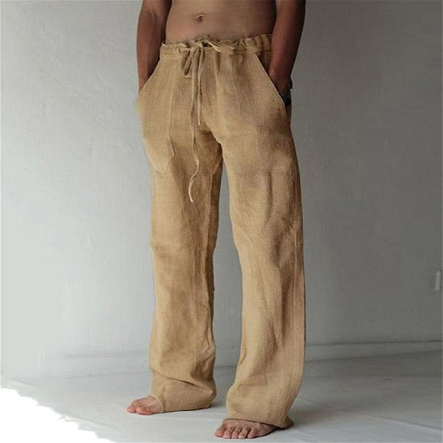 Adrian - Leisure trousers made of linen, single-coloured, for men