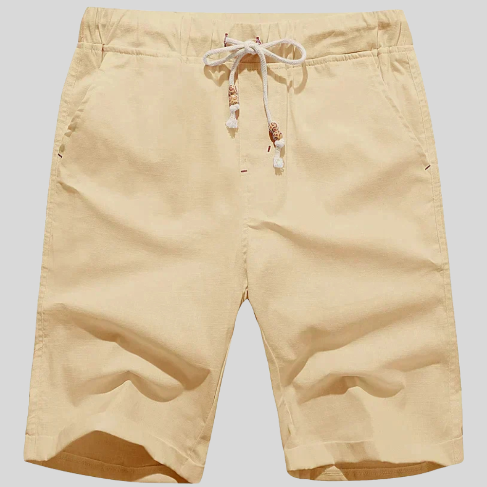 Alistair - Linen beach shorts with drawstring for men