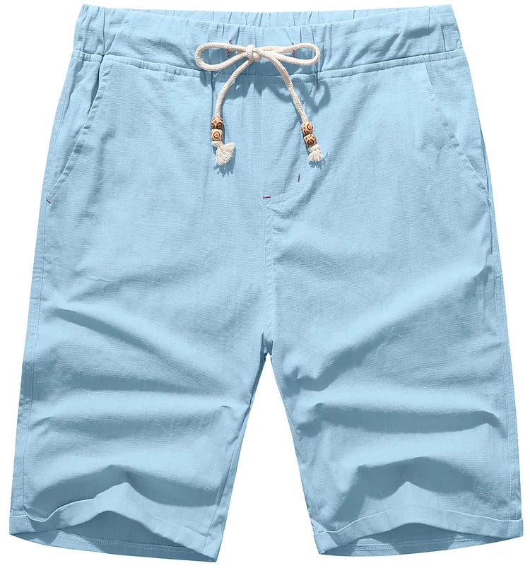 Alistair - Linen beach shorts with drawstring for men