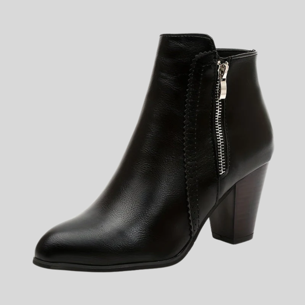 Lotte - Round-toe ankle boots with chunky heel