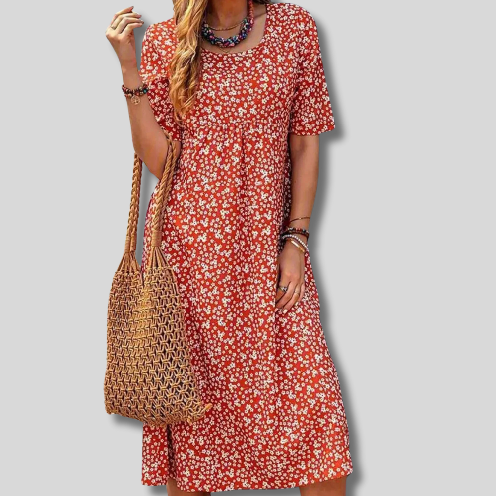 Beatrice - Floral short sleeve maxi dress with pockets