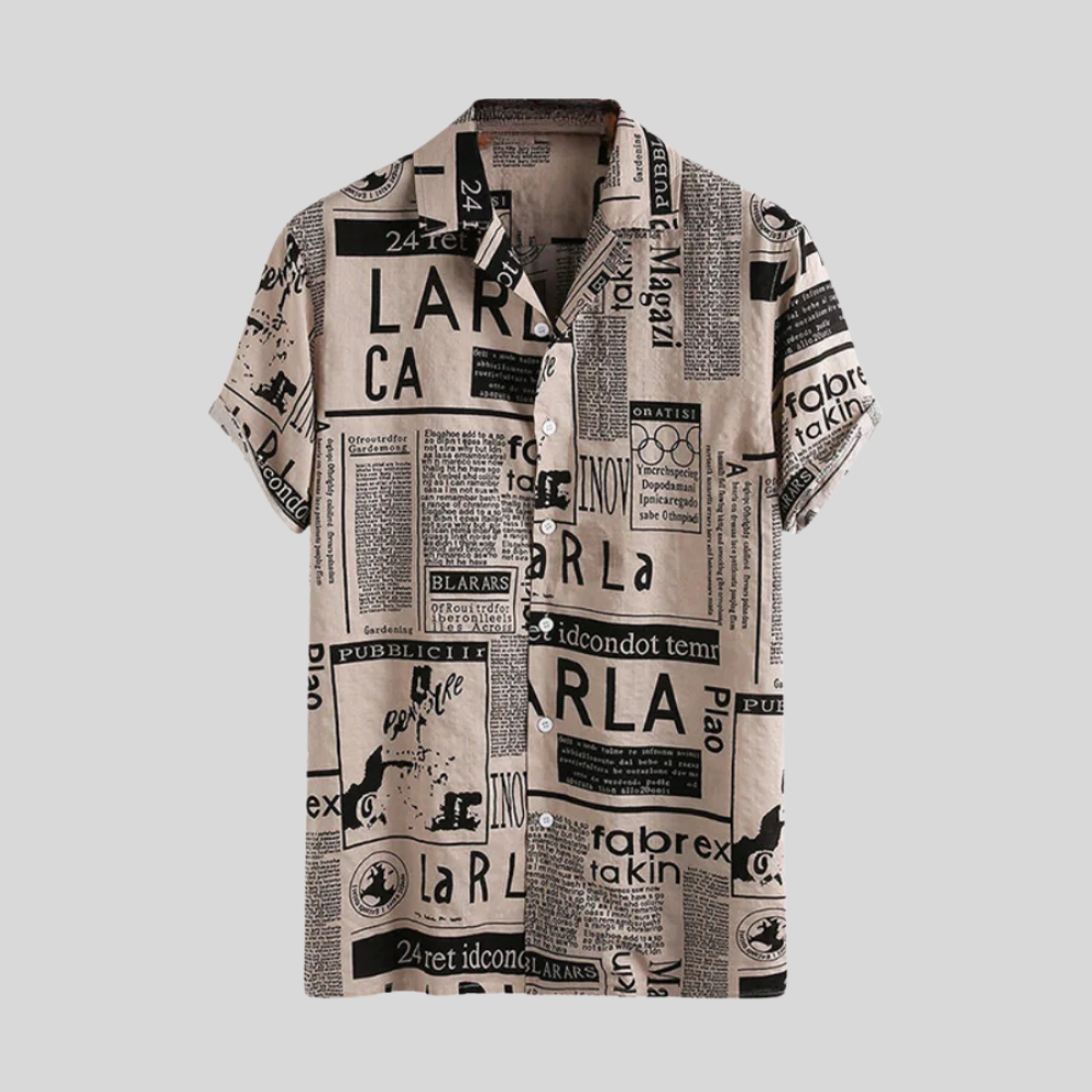 Davie - Modern men's shirt with newspaper print