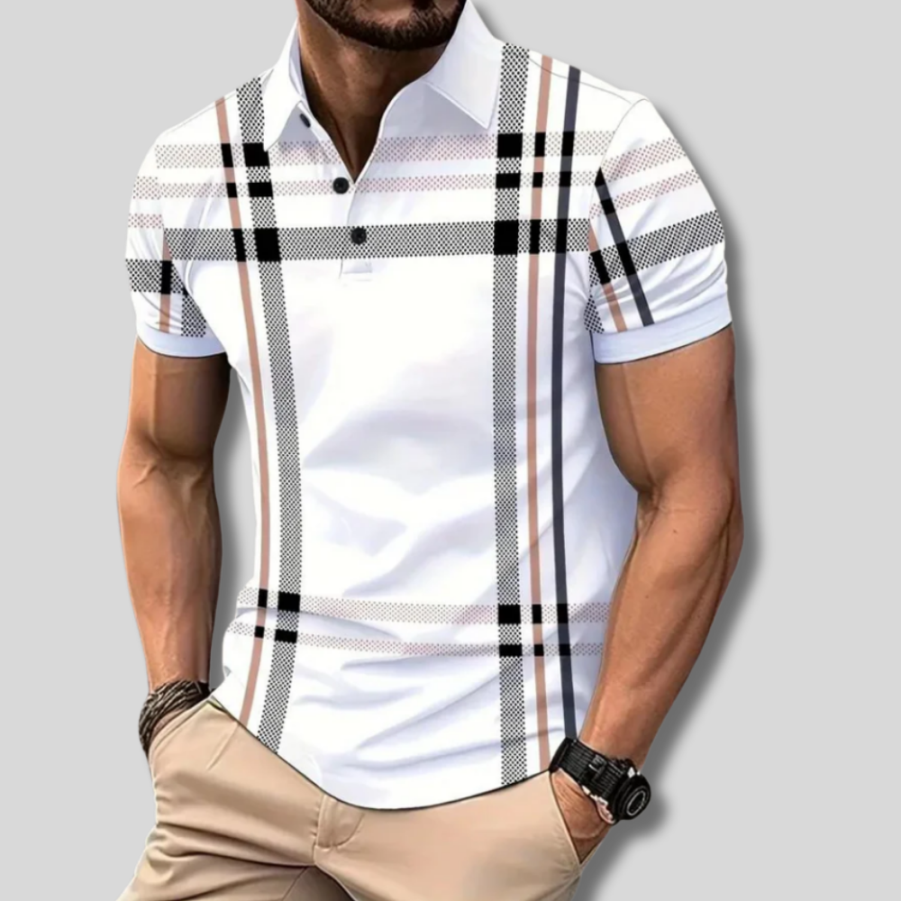 Emilio - Stylish checkered men's polo shirt