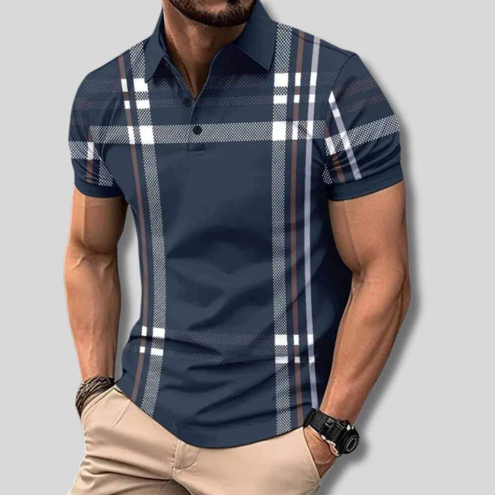 Emilio - Stylish checkered men's polo shirt