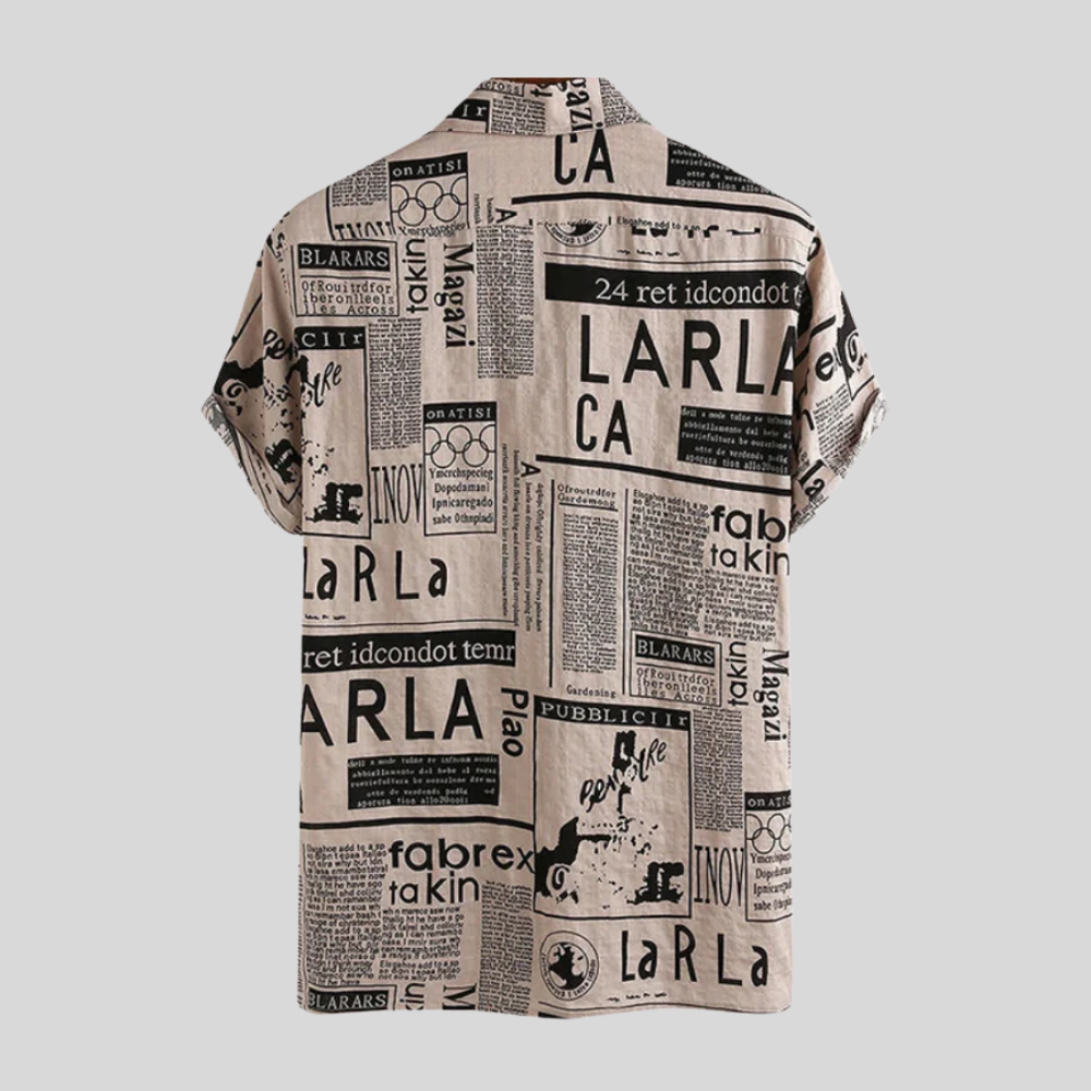 Davie - Modern men's shirt with newspaper print