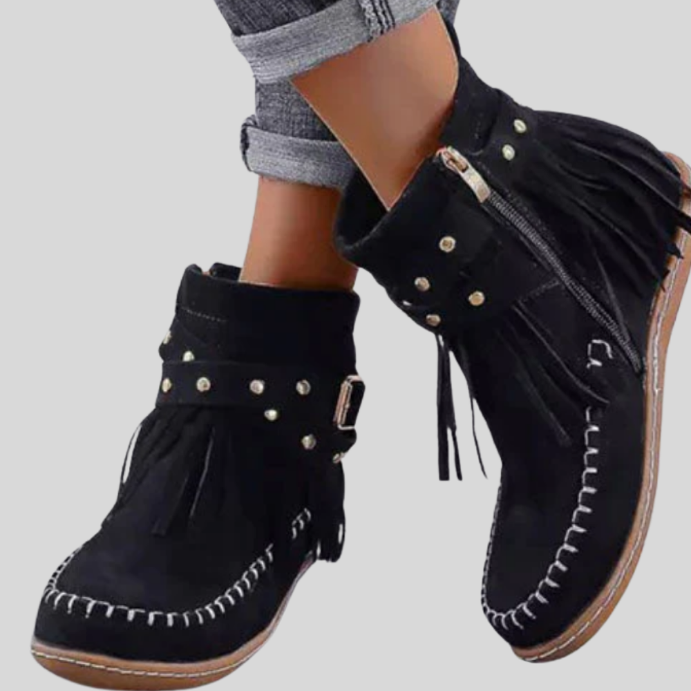 Isla - Stylish Vintage Boots with Fringes