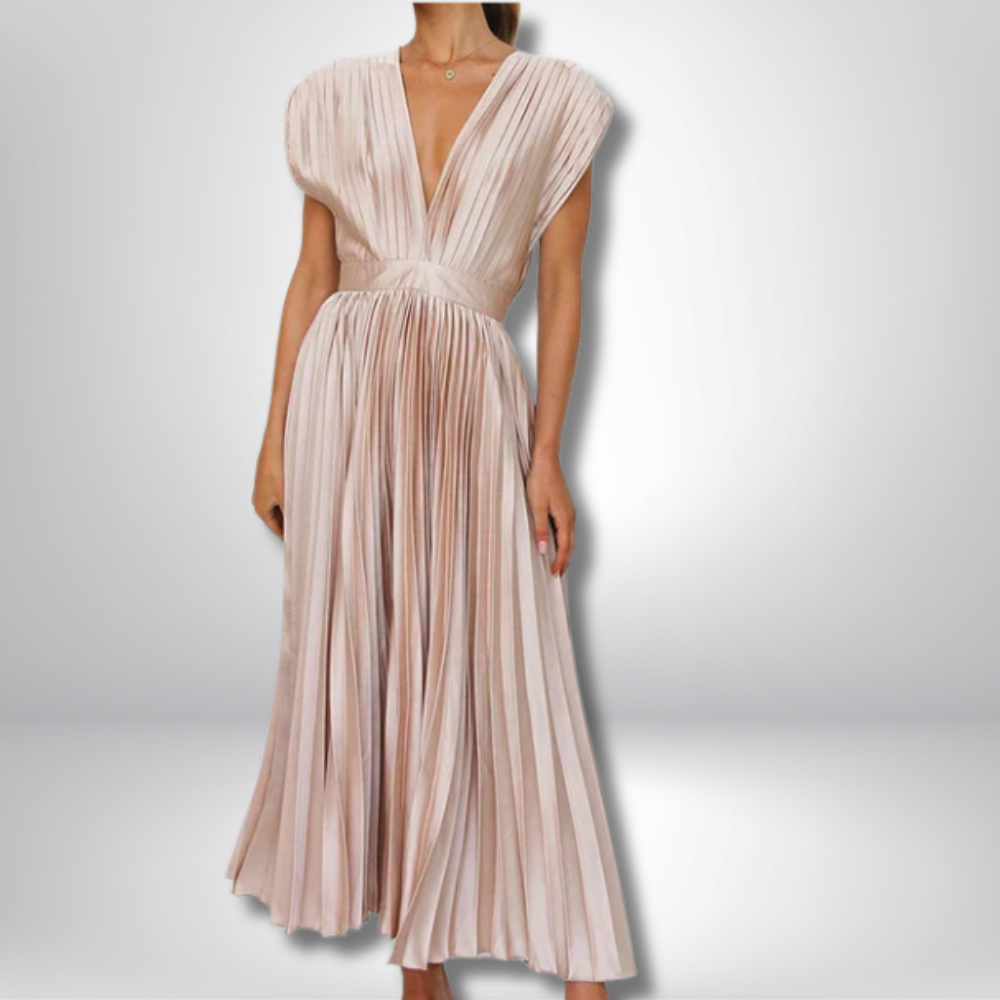 Aria - Maxi Dress with V-neck and Pleats