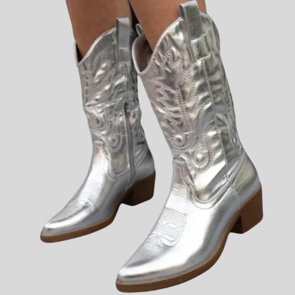 Cait - Metallic Cowboy Boots for Women