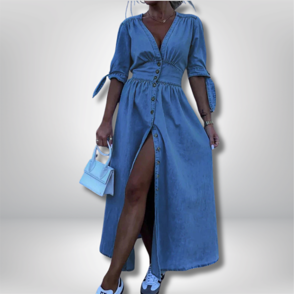 Charlotte - Elegant Long Denim Dress