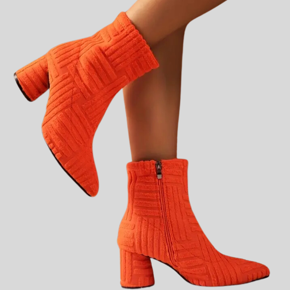 Women's Solid Color Block Heel Boots