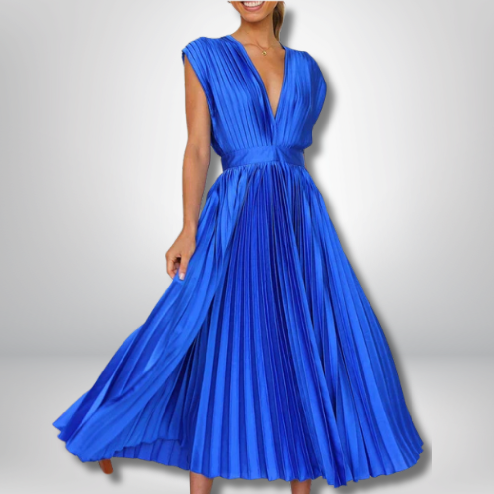 Aria - Maxi Dress with V-neck and Pleats