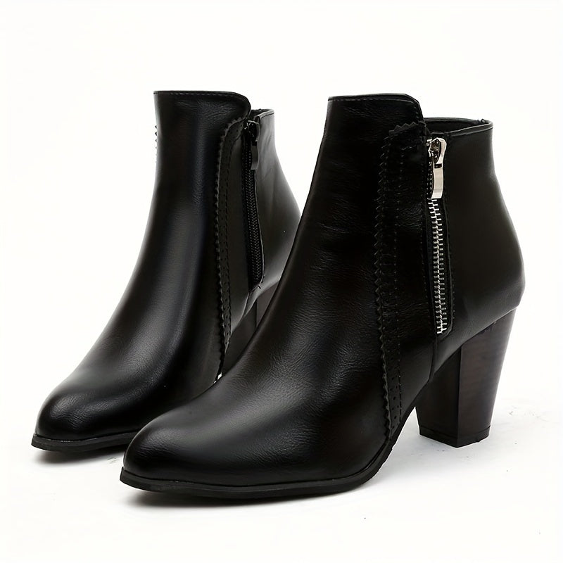 Lotte - Round-toe ankle boots with chunky heel