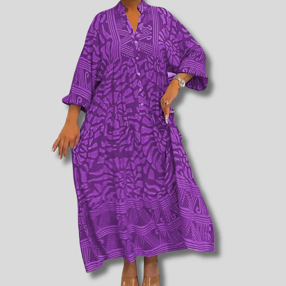 Amira - Vneck Printed Loose Dress