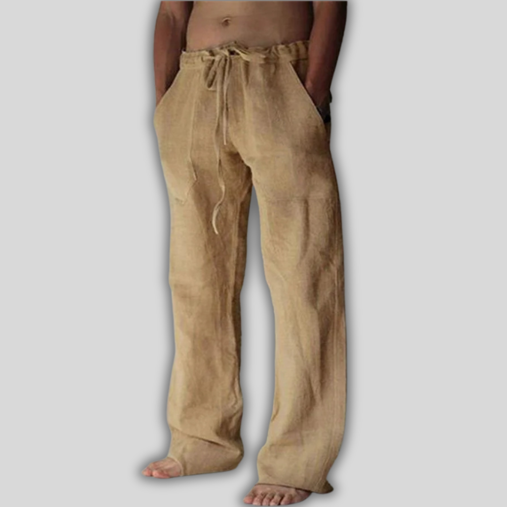 Adrian - Leisure trousers made of linen, single-coloured, for men