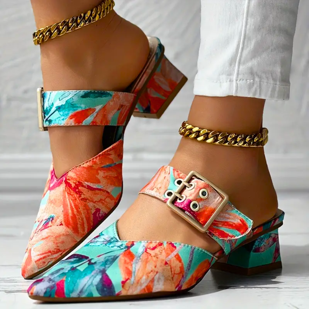 Chelsea - Rose - Painted Sandals with Heels