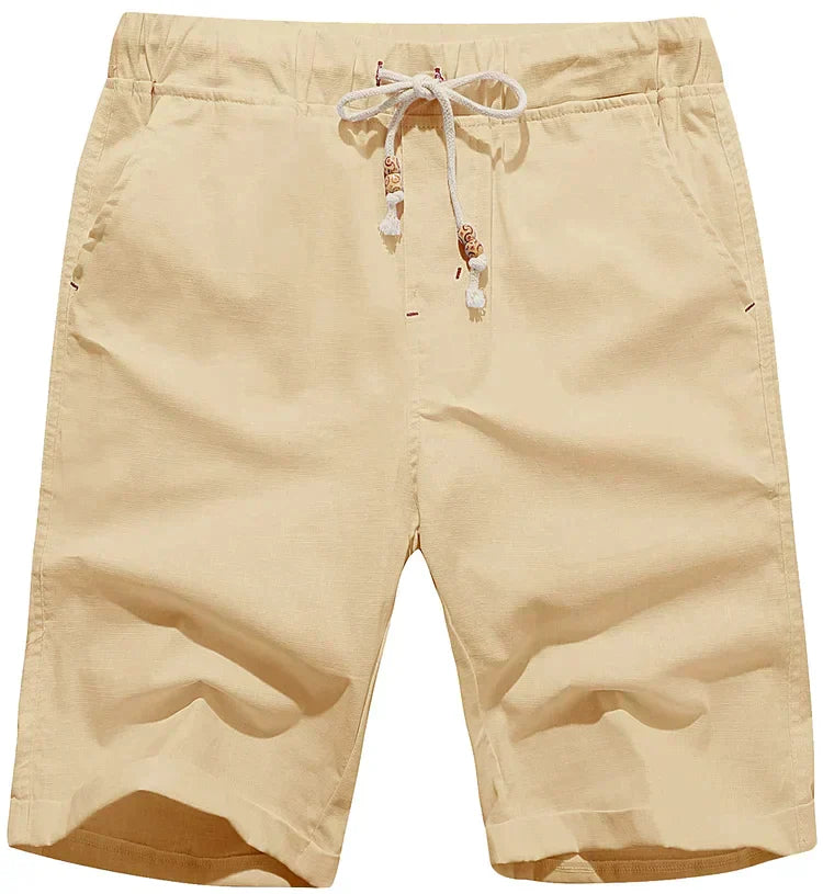 Alistair - Linen beach shorts with drawstring for men