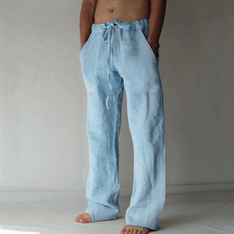 Adrian - Leisure trousers made of linen, single-coloured, for men