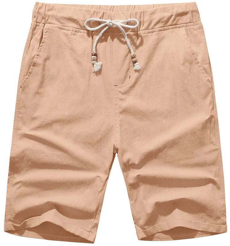 Alistair - Linen beach shorts with drawstring for men