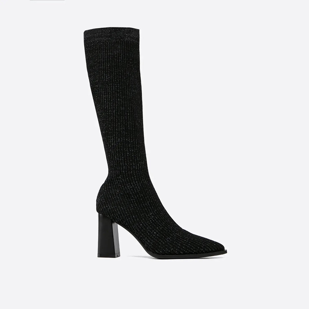 Viktoria - Knitted high boots with thick heel