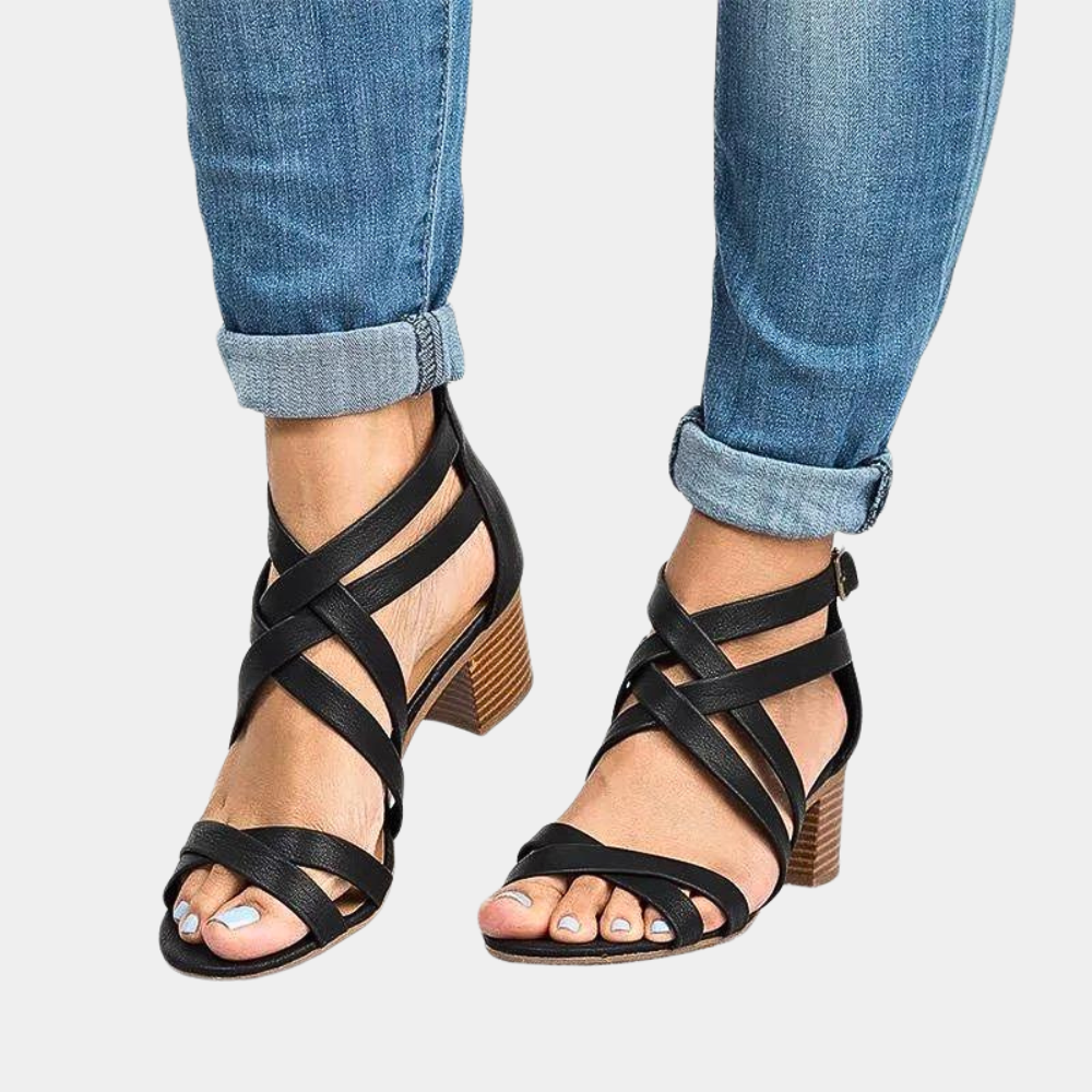 Women's stacked heel sandals