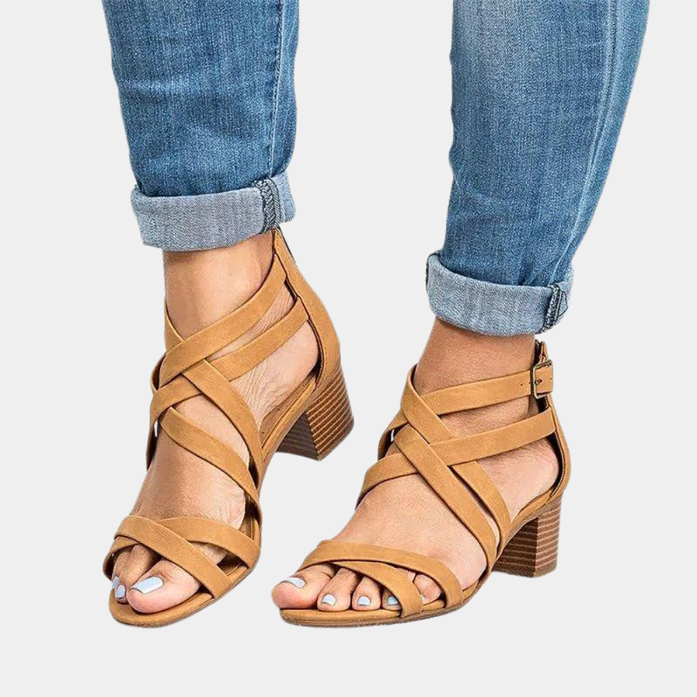 Women's stacked heel sandals