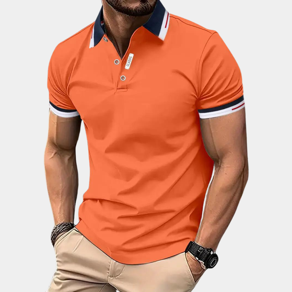 Davy - Elegant orange men's polo shirt