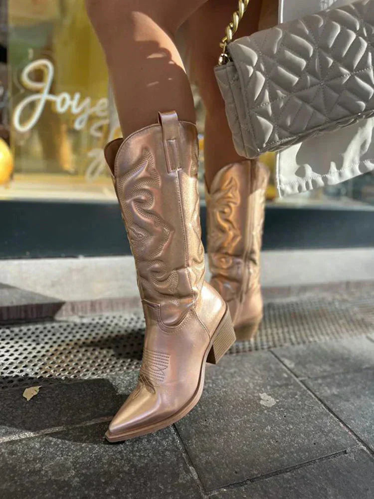 Cait - Metallic Cowboy Boots for Women