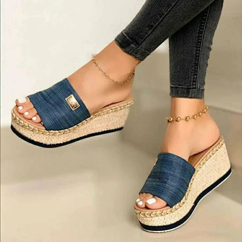 Annag - Casual wedge heel sandals with espadrille sole