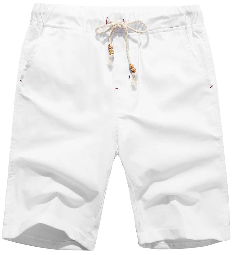 Alistair - Linen beach shorts with drawstring for men