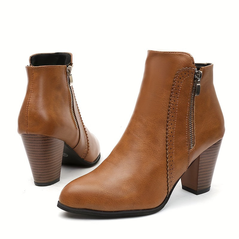 Lotte - Round-toe ankle boots with chunky heel