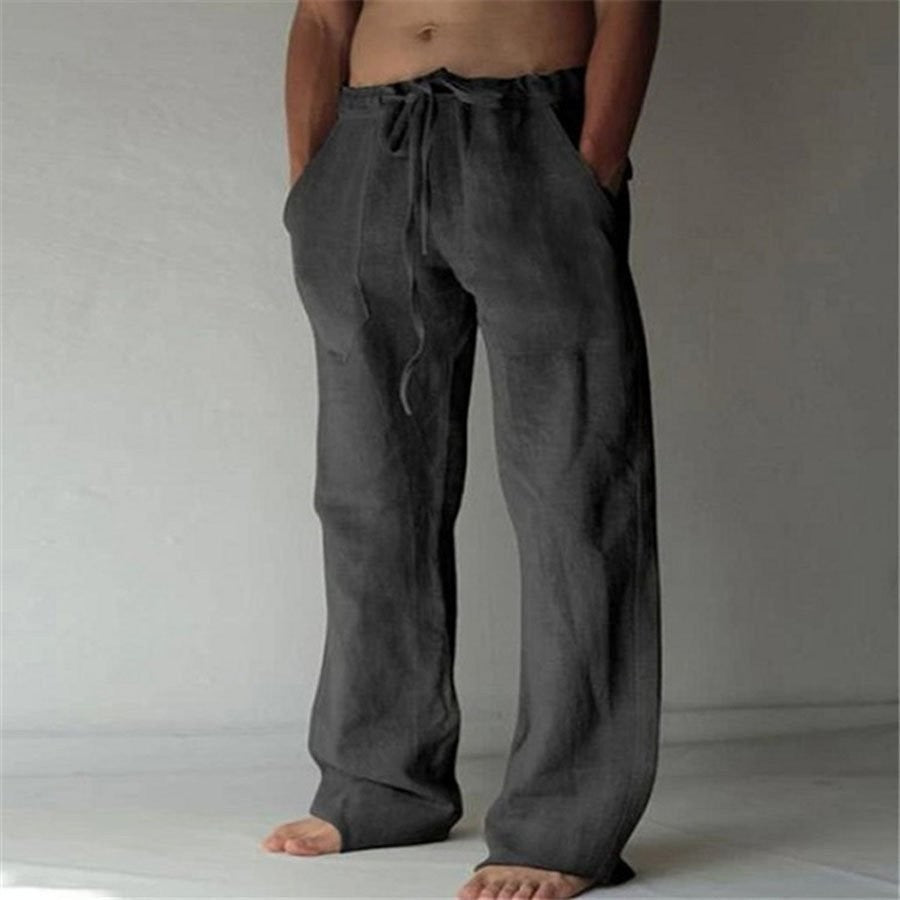 Adrian - Leisure trousers made of linen, single-coloured, for men