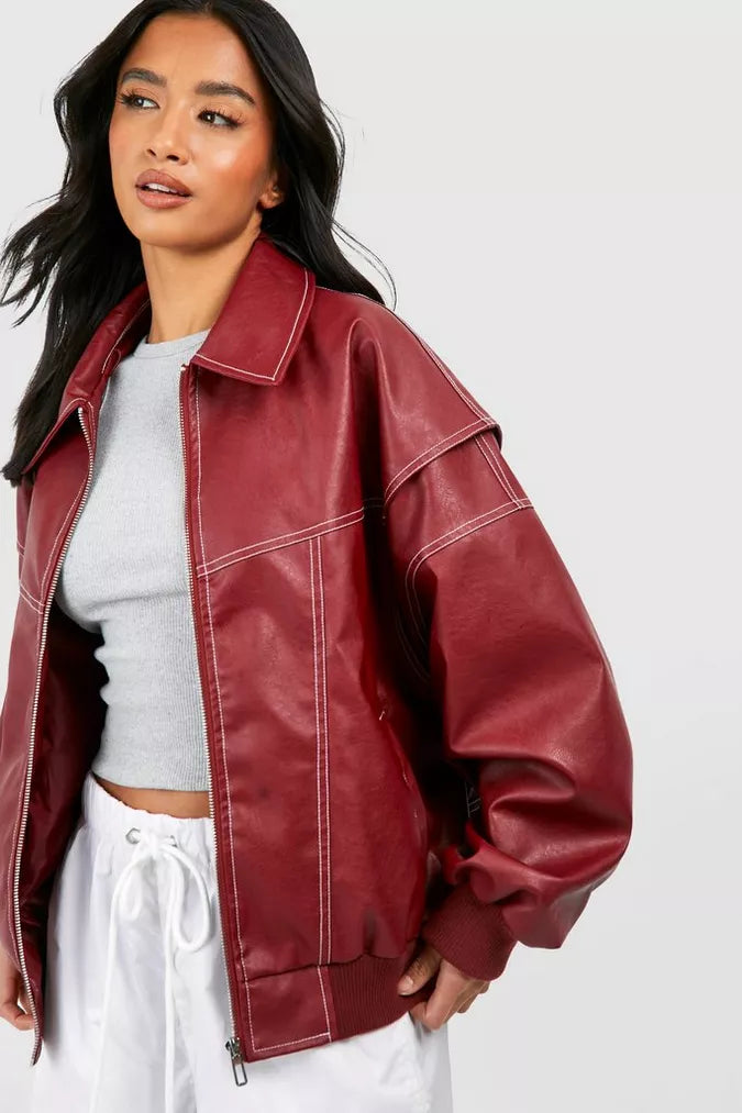 Sorella - Women's Oversized Leather Jacket